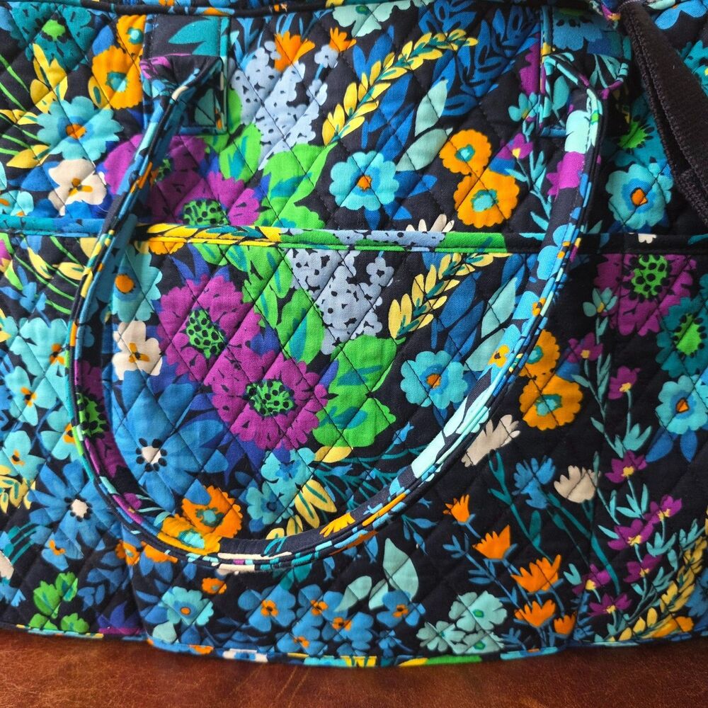 Vera Bradley Midnight Blue Floral Weekender Carry‑On Bag with Trolley Sleeve - Picture 2 of 16